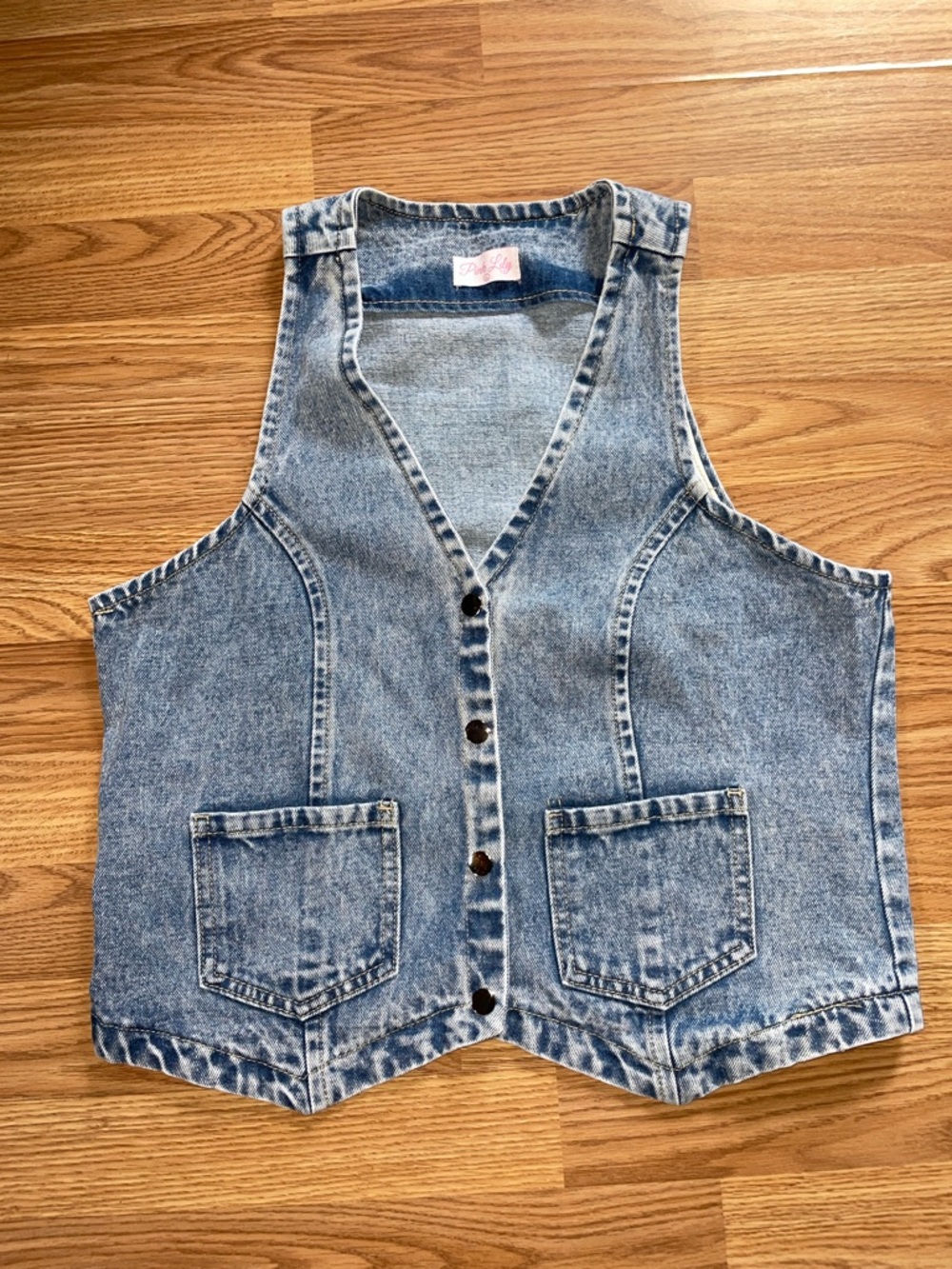 Pink Lily Denim Vest Size Large